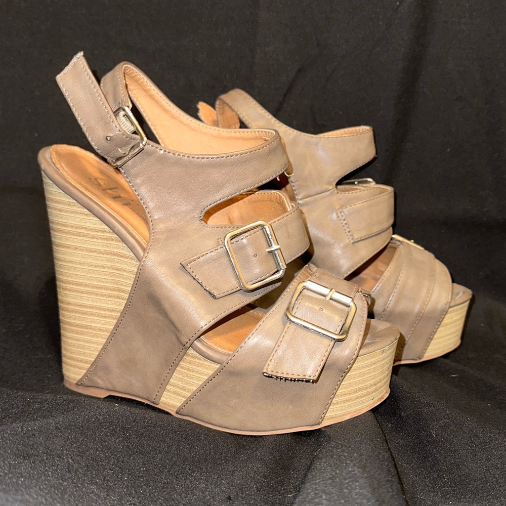 || Shi by Journey || Y2K Super High Platform Wedges Faux Leather